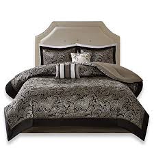 Anyone would feel like royalty sleeping. Comfort Spaces Charlize 5 Piece King Size Comforter Set Paisley Jacquard Bedding Black And Gold Buy Online In Dominica At Dominica Desertcart Com Productid 47486833