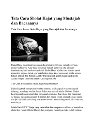 Berikut tata cara sholat hajat yang benar dan bacaannya 1. Tata Cara Sholat Hajat Yang Mustajab Dan Bacaannya