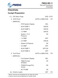 Dalam dunia real, salah satu maskapai indonesia yang menggunakan pesawat jenis ini adalah maskapai. Pmdg Md 11 Normal Checklists Aerospace Engineering Vehicles