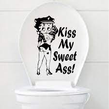 Soap towel toilet toilet paper mirror bath. Sexy Betty Boop Kiss My Sweet Ass Funny Wall Sticker Bathroom Toilet Accessories Ebay