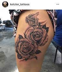 By placing a rose tattoo on the upper thigh, the rose's romantic affiliations are played up, making it a sexier placement idea. Pin On Tattoos