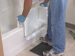 The tub deck section is cut out and removed then our plastic composite walk through insert cap is saddled over the existing tub to create quick and easy access tub access. Safeway Step Bathtub Accessibility Modification Youtube
