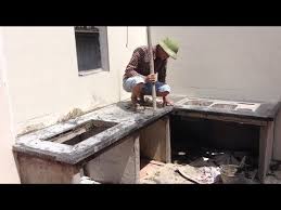 How To Build And Install Table Kitchen Made Of Brick And Cement Latest Construction Technologys Youtube Granite Stone Stone Kitchen Kitchen Table