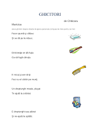Ghicitori De Chiticaru Maricica Ateva Ghicitori Despre Obiecte De Igiena Personala Compuse De Mine Pent School Activities Teacher Resources Worksheets For Kids