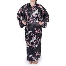 Only 1 available and it's in 3 people's carts. Japanese Black Silk Kimono Yukata Plum And Crane For Women