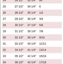 jean size chart