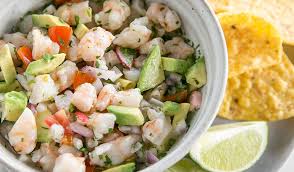 1 lb shrimp ( 455 g ) , peeled, deveined, and diced. Shrimp Ceviche Aqua Star