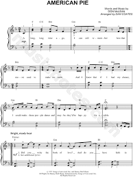 Don Mclean American Pie Sheet Music Easy Piano In F Major Transposable Download Print Sku Mn0038877