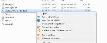 Another simple way that doesn't require any software to convert exe to apk is online. Run The Exe To Apk Converter Tool Error Express