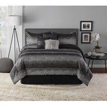 Black And Silver Comforter Set Walmart Mainstays Ombre Metallic Stripe Black Silver 7 Piece Comforter Set Full Queen Walmart Com Black And Grey Bedding Silver And Grey Bedroom Black And Grey Bedroom