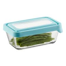 From preparing the dough to baking, serving, and storing, this set can be used in your kitchen, extensively. Anchor Hocking Glass Trueseal Rectangle Food Storage Containers With Blue Lids The Container Store
