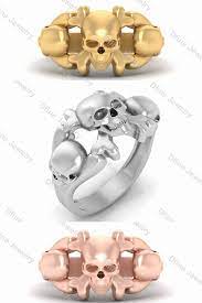 Crossbones And Skull Badass Ring Gold Skull Wedding Ring Womens Skull Engagement Ring Skull Wedding Ring Gothic Wedding Rings