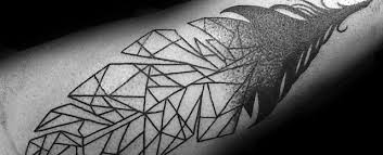 30 Geometric Feather Tattoo Designs For Men Shaped Ink Ideas Making a tattoo is a very responsible decision in the life of those that want to have it. 30 geometric feather tattoo designs for