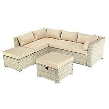 Pamapic 6 Pieces Outdoor Patio Furniture Set Storage Function All Weather Pe Rattan Beige W Outdoor Sectional Sofa Outdoor Patio Furniture Sets Beige Cushions