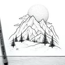 Landscape spray ink chinese painting png line drawing pine classical oriental. Mountain Landscape Drawing Easy Black And White Eueminhafamiliasouza