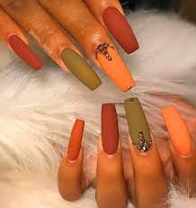50 Simple Acrylic Coffin Nails Designs Ideas For 2019 Fall Nail Colors Fall Acrylic Nails Nail Designs