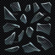 Realistic Shattered Glass Transparent Broken Shattered Glass Broken Glass Art Glass Fragments