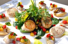Crustaces Poissons La Cuisine De Doria En 2020 Salade De Saint Jacques Plat Alimentation