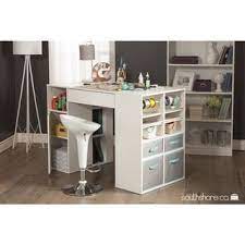 South Shore Crea Counter Height Craft Hobby Sewing Machine Table With Storage 18104070 Overstock Big Discounts Basteltisch Nahmaschinentisch Einrichtung