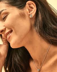 Kendra Scott Grayson Silver Platinum Drusy Stud Earring