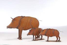 Javelina Metal Sculpture By Henry Dupere Escultura Cerditos Arte