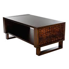 H with 1 section with opening of 35.28 in. Leather Croc Coffee Table Espresso Twist Modern