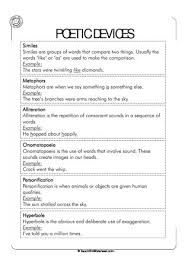 Poetic Devices Worksheet Poetic Devices Fractions Worksheets Decimals Worksheets