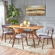5pc Nissie Mid Century Dining Set Gray Christopher Knight Home Mid Century Dining Set Light Wood Dining Table Rectangle Dining Set