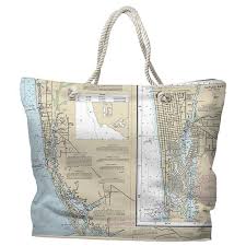 Fl Naples Fl Nautical Chart Tote Bag