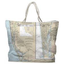 fl naples fl nautical chart tote bag