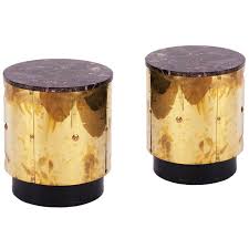 Pair Of Brass Drum Side Tables 1stdibs Com Side Table Drum Side Table Gold Bathroom Accessories