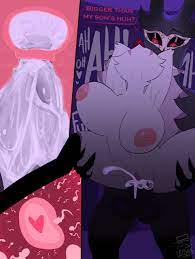 1boy 1girls absurd res age difference anthro anthro on anthro  avian avian demon balls beak big balls big breasts big penis bird blush  bodily fluids breasts carrying cervical penetration