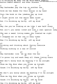 Country Music I M Drinking My Baby Off My Mind Eddie Rabbitt Lyrics And Chords