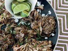 Grilled Hen Of The Woods Mushrooms With Sesame Recipe Recipe Vegetarian Grilling Recipes Vegetarian Grilling Mushroom Recipes
