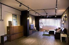 Jelapang Road Block 525 Edge Interior Industrial Living Room Hdb Parquet Floo Interior Design Singapore Track Lighting Living Room Rustic Track Lighting
