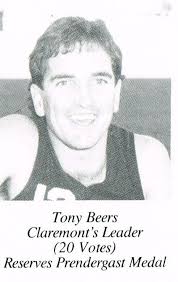 Tony Beers Photo as the Winner of the WAFL Reserves Medal 1989,
