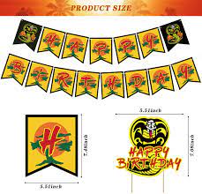 Buy 85 Pcs Cobra Kai Birthday Party Supplies Banner Cake Topper Stickers Ballons Set Tv Show Cobra Kai Party Favor Supplies For Boys Girls Teens Theme Birthday Parties Online In Indonesia B08yy8skjm