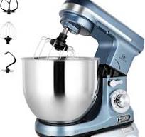 Professional Stand Mixer, 6-Qt with Timer, MK37 500W 6-Speed Tilt-Head Food  Electric Mixer Kitchen Machine,Plastic (Silver Blue)