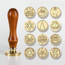 Christmas Series Fire Lacquer Seal Wood Grain Handle+Brass Seal Head(SD-37)