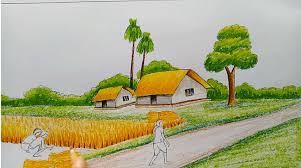 Contoh lukisan pemandangan yang mudah ditiru unik in 2019. Gambar Pemandangan Dengan Pensil Warna Gambar Pemandangan