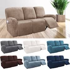 Stretch grayleather reclining couch covers. 3 Seat Recliner Sofa Cover Stretchy Couch Slipcover Sofa Protector Wrap All Ebay