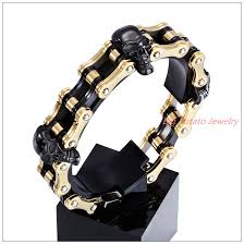 Black And Gold Motorcycle Chain Bracelet Free Shipping Buy Best 9 18mm 116g Top Design Heavy Punk Men S Harley Jewelry 316l Stainless Ste Motorcycle Chain Bracelet Bike Bracelet Bangle Bracelets