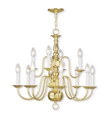 Livex Lighting 5012 02 Williamsburgh 12 Light 26 Inch Polished Brass Chandelier Ceiling Light
