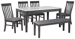Crafted from manufactured wood, plywood, and acacia wood with veneers, each piece sports a. Luvoni Dining Table And 4 Chairs And Bench D464 25 01 4 00 Dining Room Groups Rogers Furniture