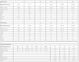 infant and child size and measurement chart sewing baby