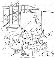 This free coloring page is a great way to help. Clip Art Of A Retro Vintage Man Moving Into An Incomplete House Black And White Coloring Page Outline By Picsburg 56663