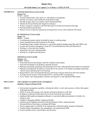 proposals manager resume samples