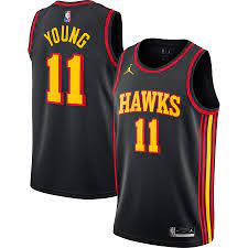 Trae young usually wears no. Men S Atlanta Hawks Trae Young Jordan Brand Black 2020 21 Swingman Jersey Statement Edition