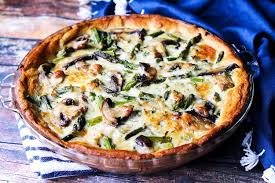 Asparagus And Mushroom Quiche Cheese Quiche Asparagus Justapinchrecipes Asparagus And Mushrooms Stuffed Mushrooms Mushroom Quiche
