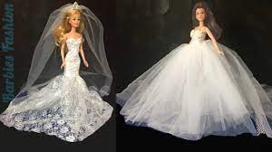 2 Diy Barbie Wedding Dresses More Barbie Crafts And Hacks Doll Wedding Dress Barbie Wedding Dress Doll Wedding Dress Pattern